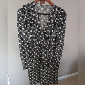 Sandro Paris Black and White Polka Dot Long Sleeve Midi Dress